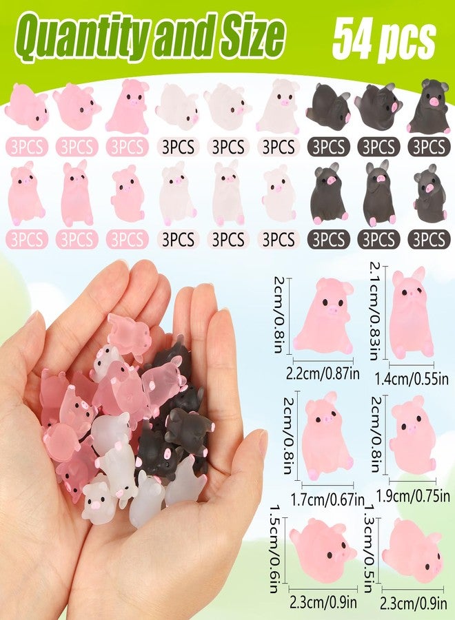 EVERMARKET 54 PCS Tiny Pigs for Crafts Luminous Mini Resin Pig Dollhouse Miniatures Mini Animals for Car Fairy Garden Micro Landscaping Plant Decoration (Pig) - Image 2