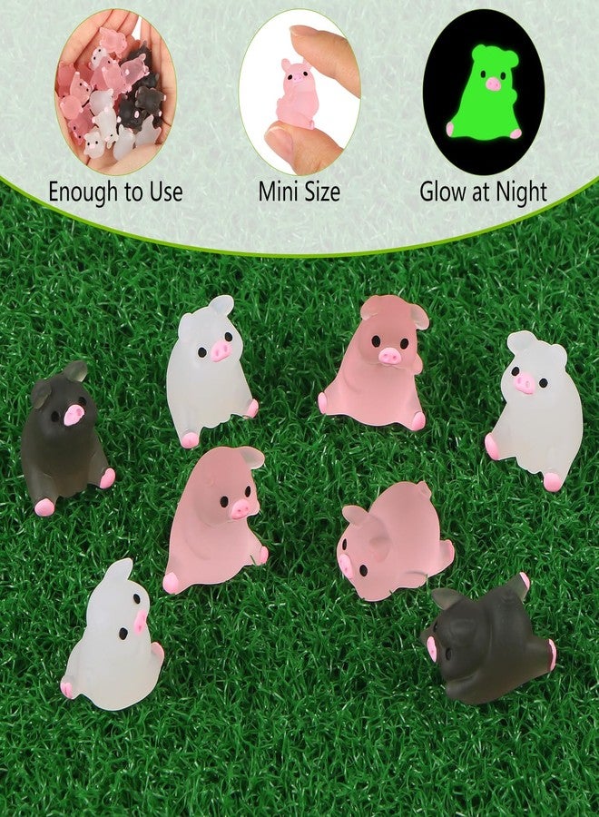 EVERMARKET 54 PCS Tiny Pigs for Crafts Luminous Mini Resin Pig Dollhouse Miniatures Mini Animals for Car Fairy Garden Micro Landscaping Plant Decoration (Pig) - Image 3