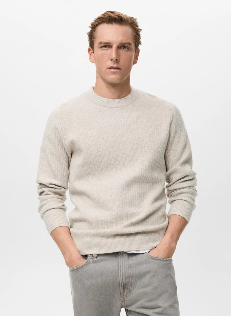 Mango Man Knitted ribbed sweater