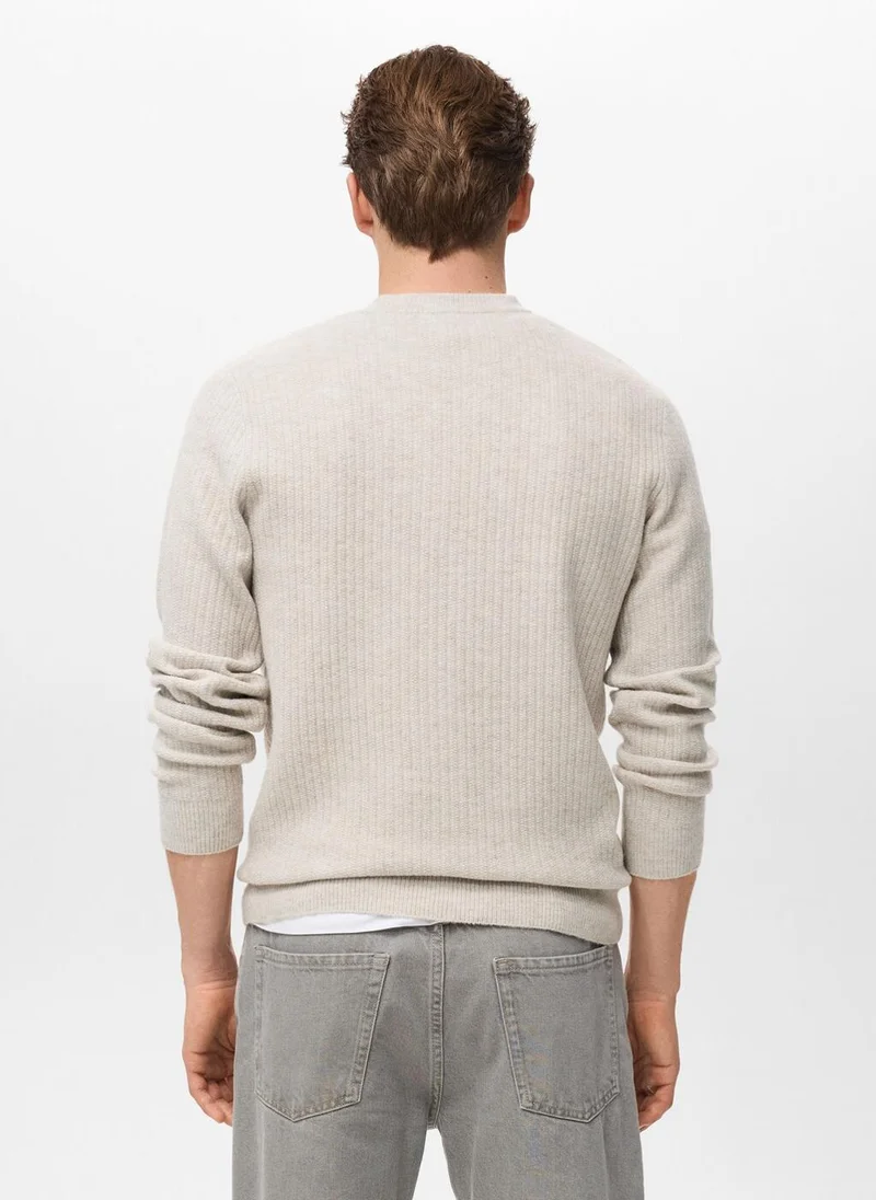 Mango Man Knitted ribbed sweater