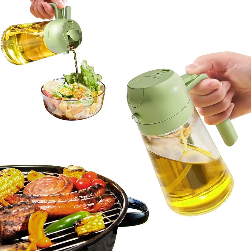 REZOVA 2in1 Glass oil Spray Dispenser Cooking Olive Oil Spray Bottle Refillable Food Grade Oil Vinegar Spritzer Sprinkler Sprayer Mister Used for Air Fryer Salad Making Frying BBQ 600ML - Image 2