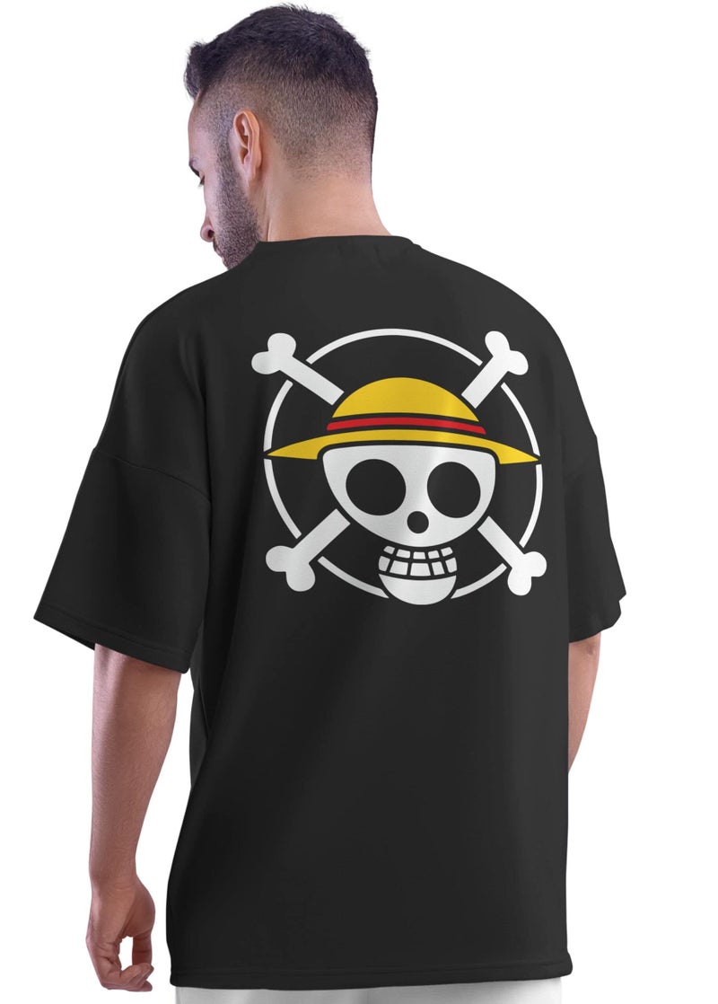 crazymonk Unisex Cotton One Piece Monkey D Luffy Anime Oversized T-Shirt - Black, S - Image 4
