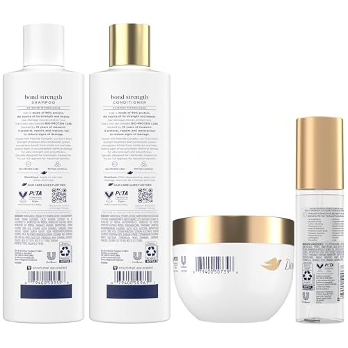 Dove Bond Strength, Damage Therapy System – Shampoo, Conditioner, 10-in-1 Shield Serum & Peptide Mask, Hair Repair Treatment, Anti-Frizz (4 Piece Set) - Image 2