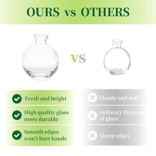 Hewory Glass Bud Vases Set of 3, Hewory Cute Clear Small Vases Handmade, Mini Glass Flower Vase for Floral Arrangement, Tiny Centerpiece for Wedding Party Events Home Office Table Decor (Not Include Flower) - Image 2
