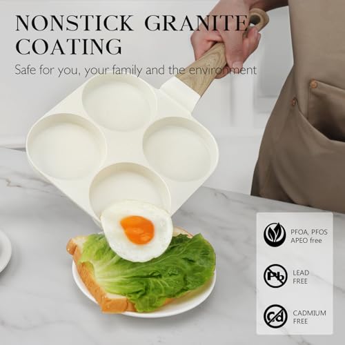 GiPP Nonstick Egg Frying Pan, 4-Cup Granite Non Stick Omelette Pan Skillet for Breakfast, Pancake Pan with Heat-Resistant Handle, Compatible with All Stovetops, Easy to Clean, PFOA Free, White - Image 5
