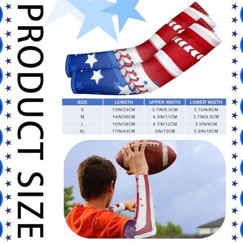 Bunnycool 6 Pairs Red White and Blue Arm Sleeves Youth Baseball Arm Sleeve Youth Sports baseball Elbow Compression Shooter Sleeve Sun Protection Anti Slip - Image 3