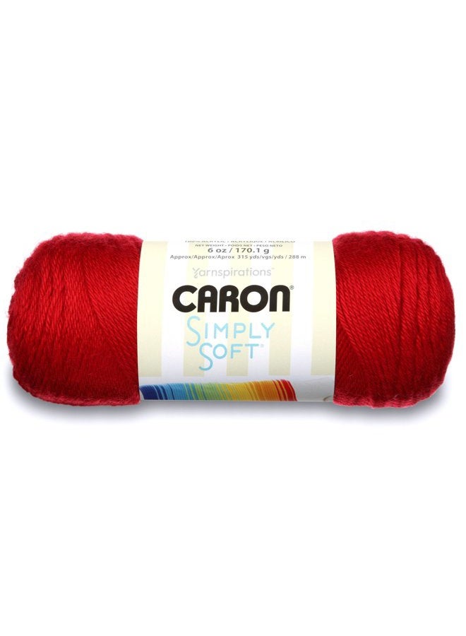 CARON Simply Soft Solids Yarn, 6oz, Gauge 4 Medium, 100% acrylic - Harvest Red - Machine Wash & Dry - Image 1