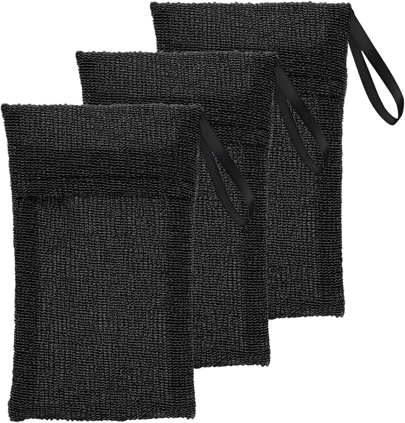 Kootinn Travel Soap Saver Bag 3 Pcs Soap Pocket Exfoliating Soap Saver Pouch Rough Mesh Bar Soap Bags for Shower Body Foam Scrubber Exfoliating Shower Sponge Black - Image 1