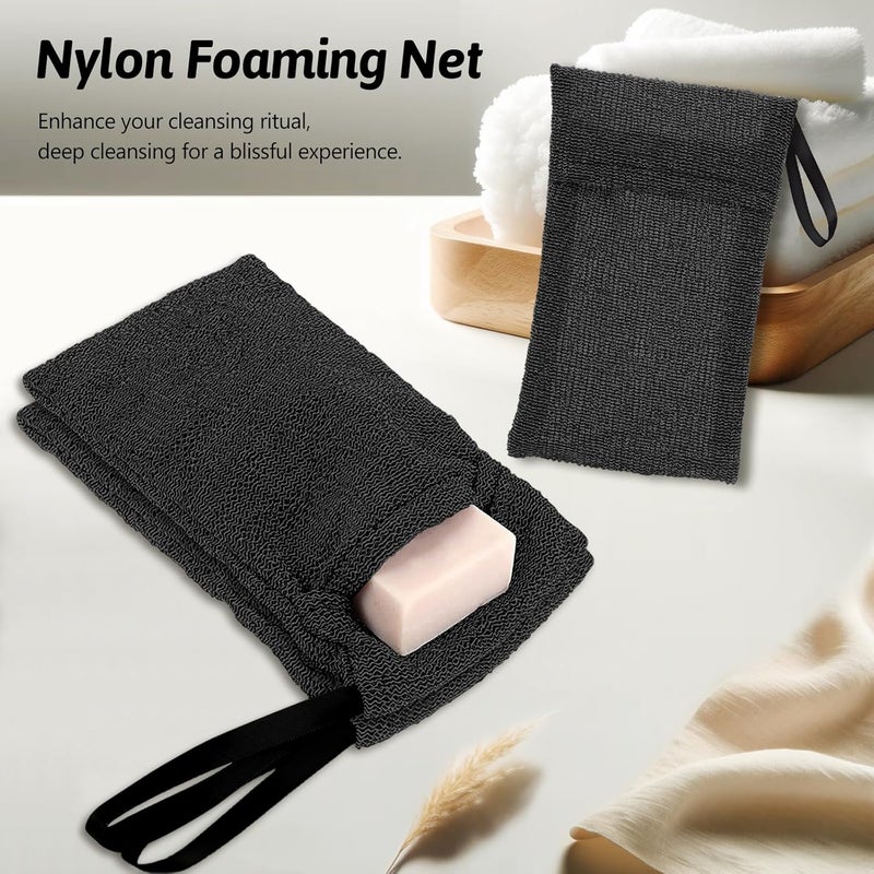 Kootinn Travel Soap Saver Bag 3 Pcs Soap Pocket Exfoliating Soap Saver Pouch Rough Mesh Bar Soap Bags for Shower Body Foam Scrubber Exfoliating Shower Sponge Black - Image 2