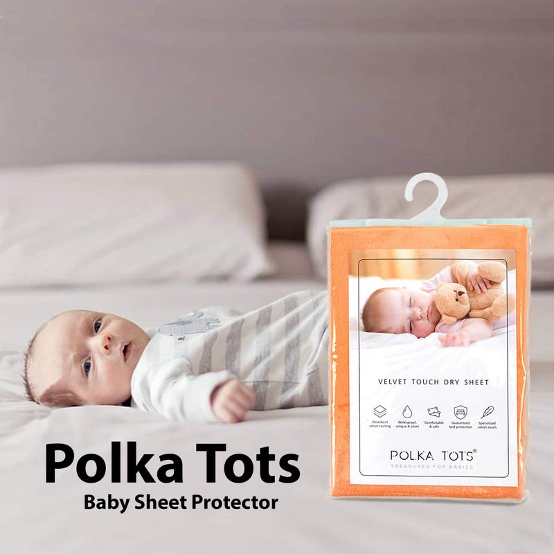 POLKA TOTS Waterproof & Reusable Baby Bed Protector Absorbent Mat Dry Sheet for New Born Infants (Peach, 70 X 100 CM, Medium) - Image 2