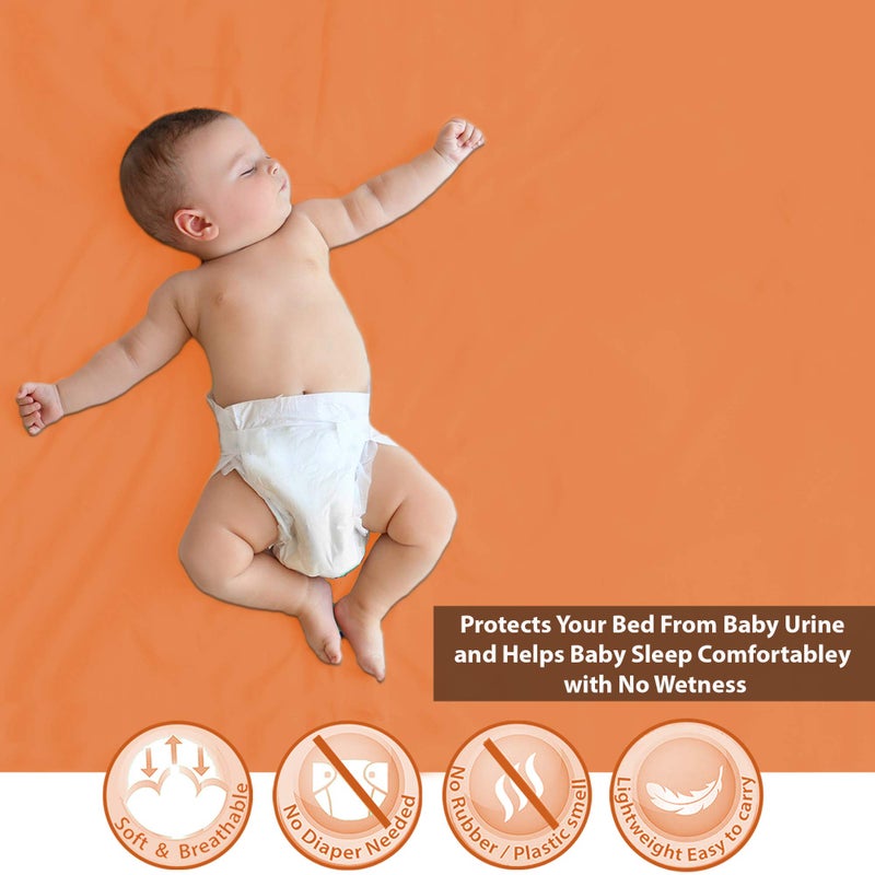 POLKA TOTS Waterproof & Reusable Baby Bed Protector Absorbent Mat Dry Sheet for New Born Infants (Peach, 70 X 100 CM, Medium) - Image 4