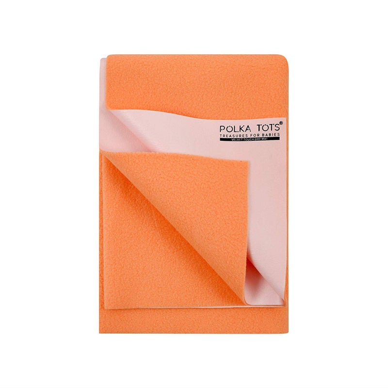 POLKA TOTS Waterproof & Reusable Baby Bed Protector Absorbent Mat Dry Sheet for New Born Infants (Peach, 70 X 100 CM, Medium) - Image 1