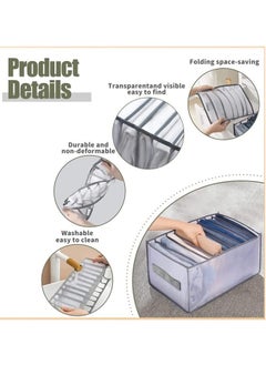 INFOSUN Wardrobe Clothes Organizer, 2 Pack 9 Grids Foldable & Washable Jeans Compartment Storage Closet Cabinet Organizer,Underwear Mesh Storage Boxes With Side Handles(9 Grids Grey-2pcs)  - Image 2