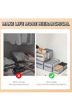 INFOSUN Wardrobe Clothes Organizer, 2 Pack 9 Grids Foldable & Washable Jeans Compartment Storage Closet Cabinet Organizer,Underwear Mesh Storage Boxes With Side Handles(9 Grids Grey-2pcs)  - Image 3
