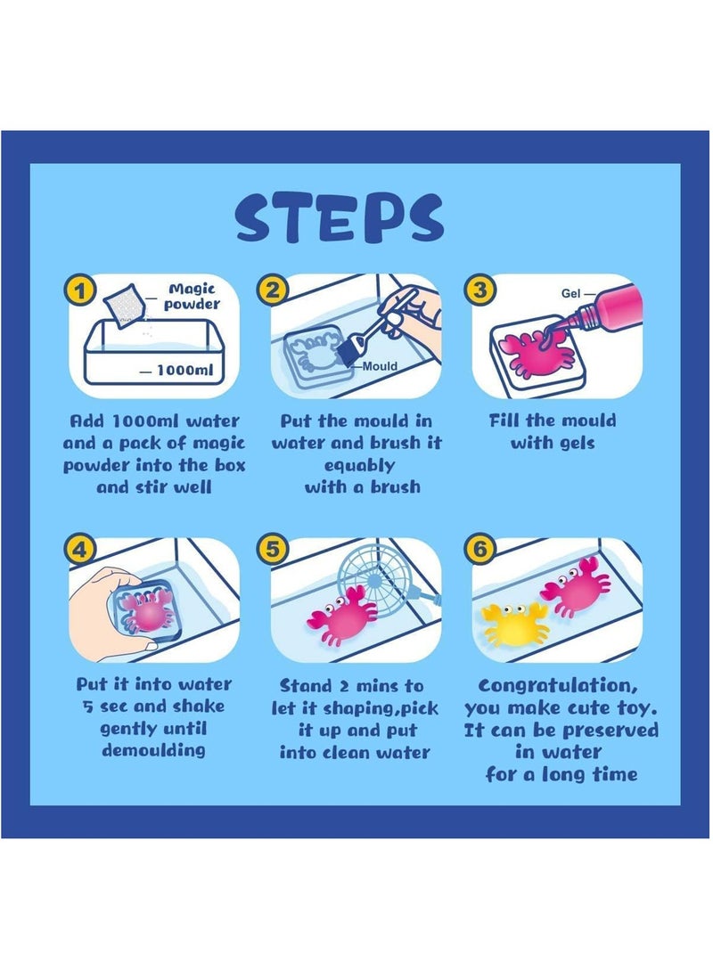 MileMelo Magic Water Elf Beads Toy Set with Box, Squishy DIY Maker kit, Jelly Sea Animal Creature, Sensory Bin Set, 13 Color and 14 Model Set, Creative Activities for Kids and Children Age 3+ - Image 5