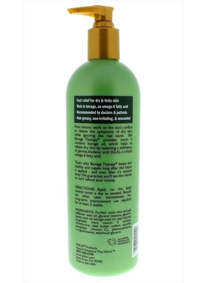 Borage Therapy Dry Skin Lotion, Plant-Based Soothing & Moisturizing Relief For Dry, Irritated & Itchy Skin, Non-Greasy, Sensitive Skin Friendly (Original Unscented, 16 Ounces)