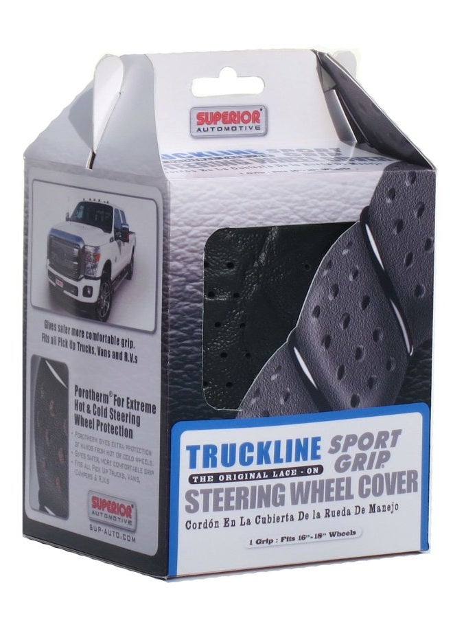 Superior 58-0470B Truckline Sport Grip Steering Wheel Cover, Black - Image 1