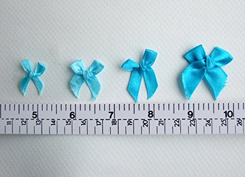 ICRAFY 100 Assorted Smallest Satin Ribbon Bows Size 10 mm. Tiny Embellishment Craft Artificial Applique Wedding - Image 3