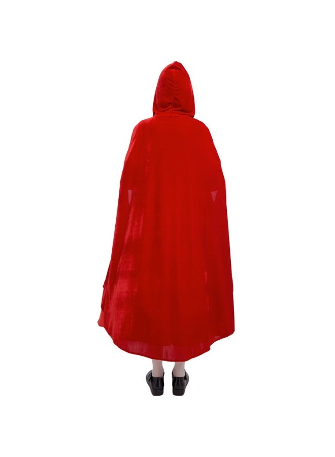 Halloween Adult Little Red Riding Hood Dress With Shawl Cape Maid Costume - Image 3