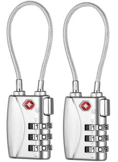 2 Pack Luggage Padlocks TSA Approved Customs Lock Mini Flexible Cable Travel Coded Suitcase Small Gym Locker Padlock with 3 Digit Combination