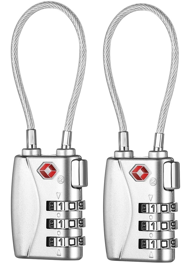 SYOSI - 2 Pack Luggage Padlocks TSA Approved Customs Lock Mini Flexible Cable Travel Coded Suitcase Small Gym Locker Padlock with 3 Digit Combination - Image 1