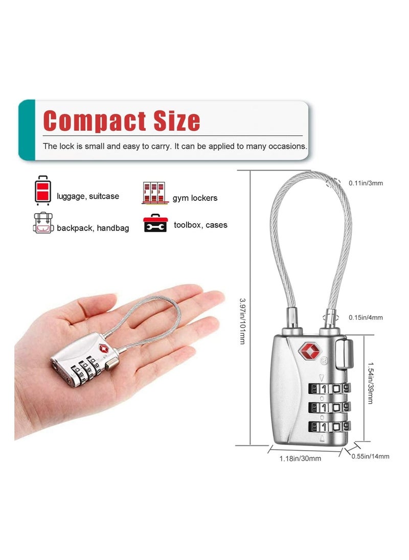 SYOSI - 2 Pack Luggage Padlocks TSA Approved Customs Lock Mini Flexible Cable Travel Coded Suitcase Small Gym Locker Padlock with 3 Digit Combination - Image 1