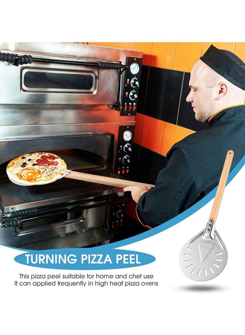 Y&D Pizza Peel Shovel with Detachable Wood Handle and Screwdriver 8 Inch Aluminium Alloy Perforated Paddle Bread Gourmet Luxury for Baking Homemade - Image 3