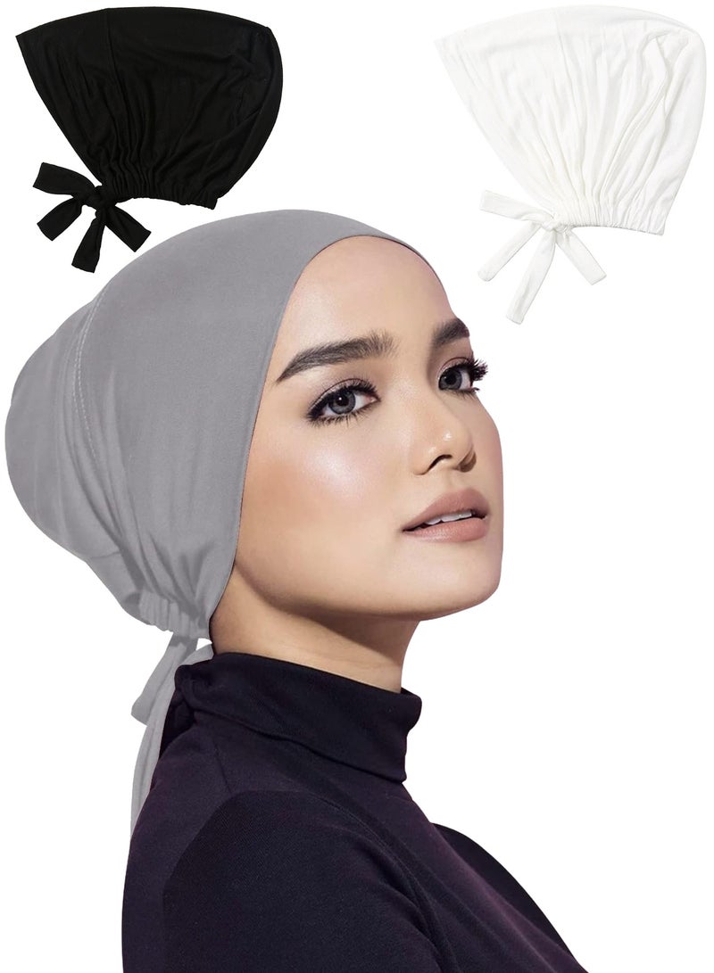 طقم 3 قبعات تركية مسلمة للنساء، غطاء داخلي للحجاب، بونيت، لف الرأس النسائي، أغطية رأس محتشمة - Image 1