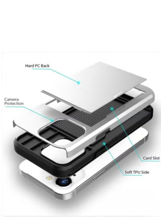 GULFLINK iPhone 15 Pro Max Case With Card Holder Heavy Duty Dual Layer Hidden Card Slot Slim Wallet Case White - Image 5