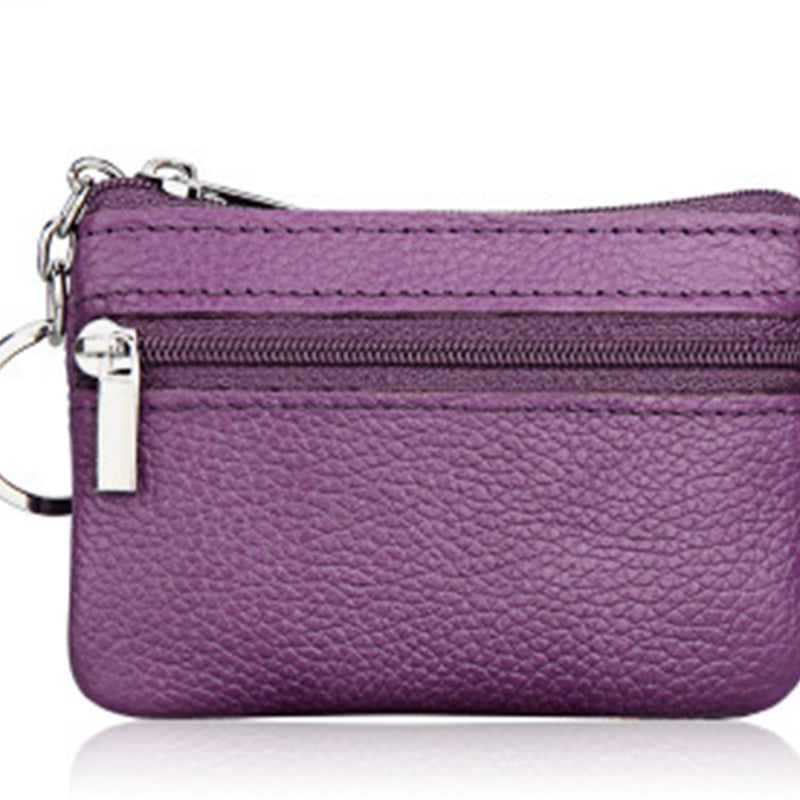 Multifunction Wallet Fashion Woman Coin Purse Simple Zipper Short Storage Bag for Coin Money Card Key (Purple) - Image 2