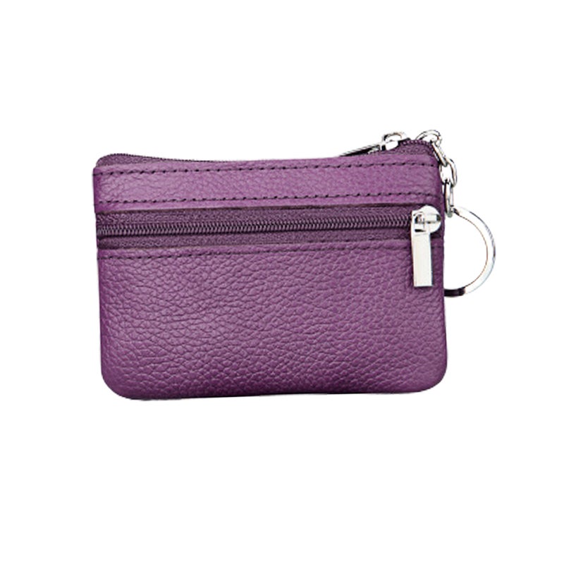 Multifunction Wallet Fashion Woman Coin Purse Simple Zipper Short Storage Bag for Coin Money Card Key (Purple) - Image 1