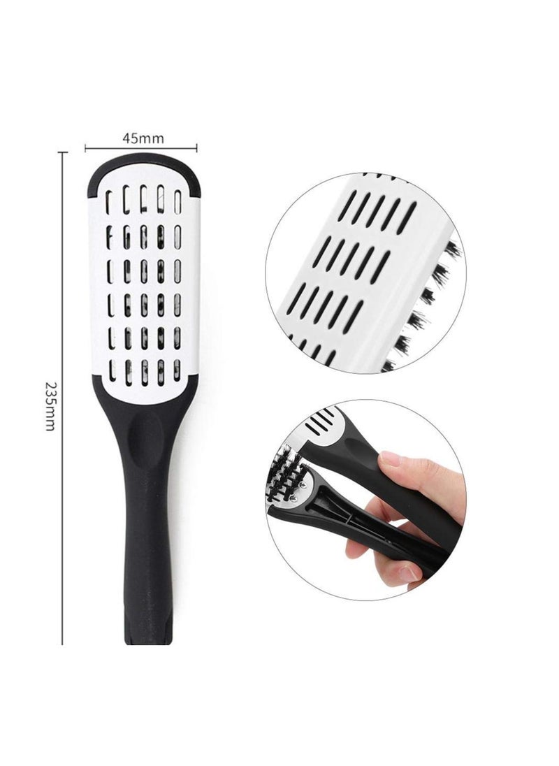 SYOSI - Hair Straightener Brush Hair Straightening Comb Double Sided Brush Clamp Straightener Anti-static Dual-Brush Comb Professional V Shaped Clamp Styling Comb Hairdressing Tool for Home and Travel - Image 1