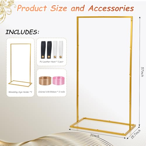 WEIDLUDOR Elegant Wedding Sign Stand & Holder，Golden Heavy Duty Metal Wedding Welcome Sign Stand for Reception，Welcome to Our Wedding Hanging Sign Stand - Perfect for Seating Chart, Posters, and Decor - Image 2