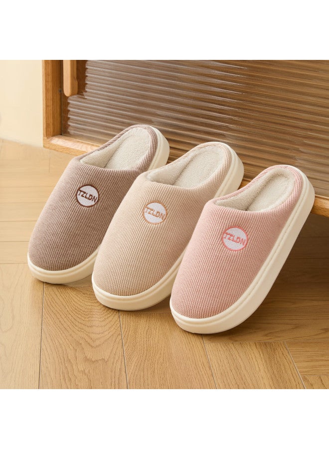 Tzldn Women's Cotton Slippers Autumn Winter Plush Thickened Warm Couple Indoor Half-wrap Cotton Shoes For Women - Image 4