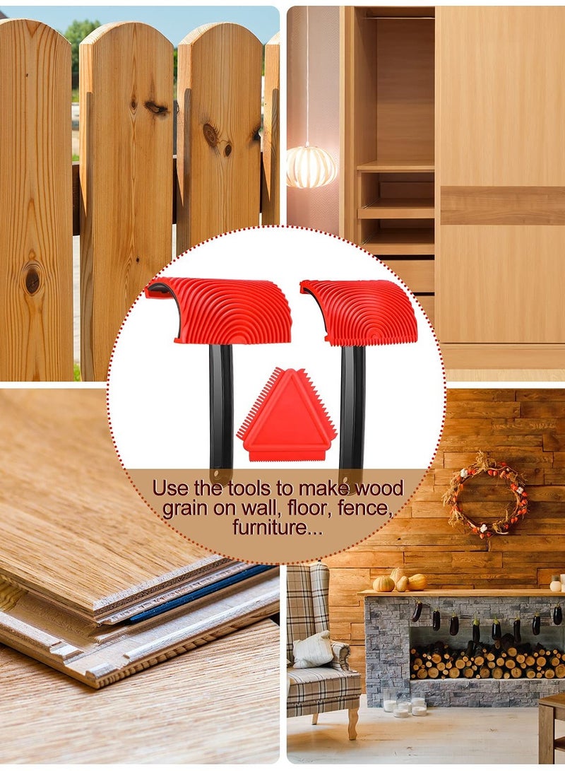 SYOSI Wood Graining Painting Tool Wood Graining Set Graining Tool Set DIY Grain Painting Tool Rubber Empaistic Wood Texture Grain Tool for Household Wall Room Art Paint Decoration (3 Pack) - Image 3