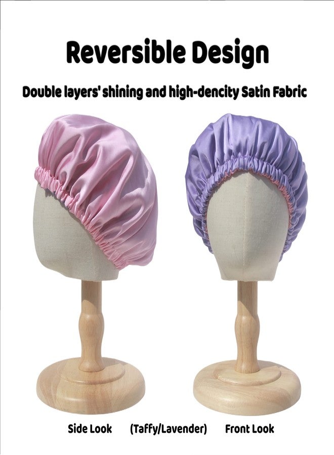 AKISS Baby Infant Newborn Toddler Satin Silk Hair Bonnet Cap for Sleeping 0-3 0-6 3-6 6-12 Months 1-2 1-3 Years (as1, Age, 0_Month, Taffy/Lavender + Taffy/White) - Image 5