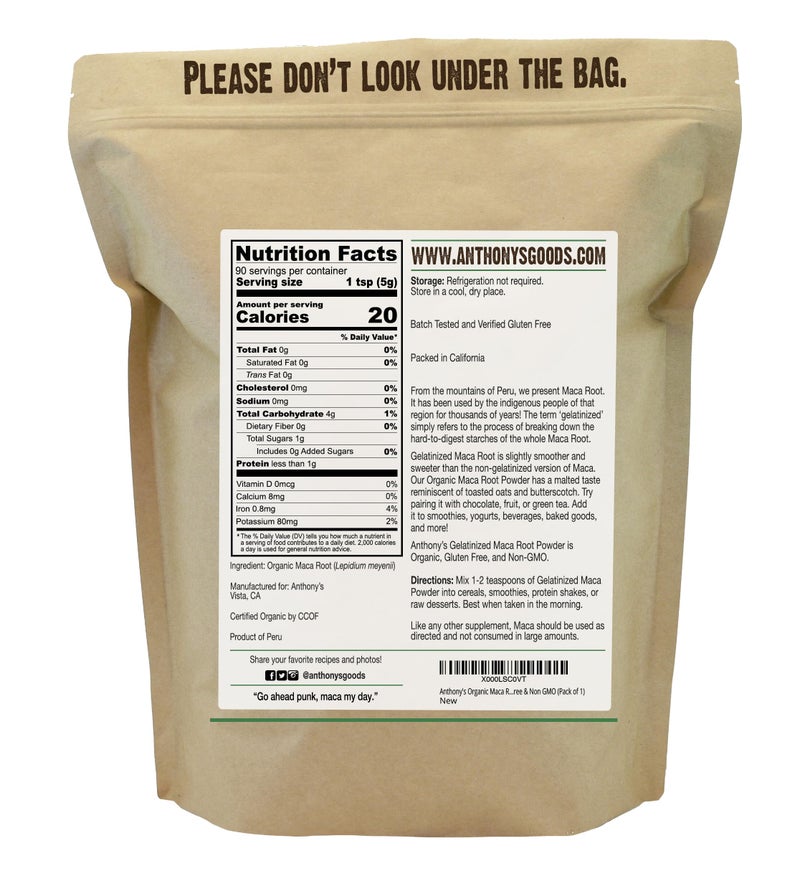 Anthony's Organic Maca Root Powder, 1 lb, Gelatinized for Enhanced Bioavailability, Gluten Free, Non GMO - Image 2