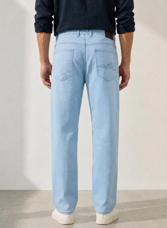 Styli Men Blue Relaxed Fit Washed Jeans - Image 4