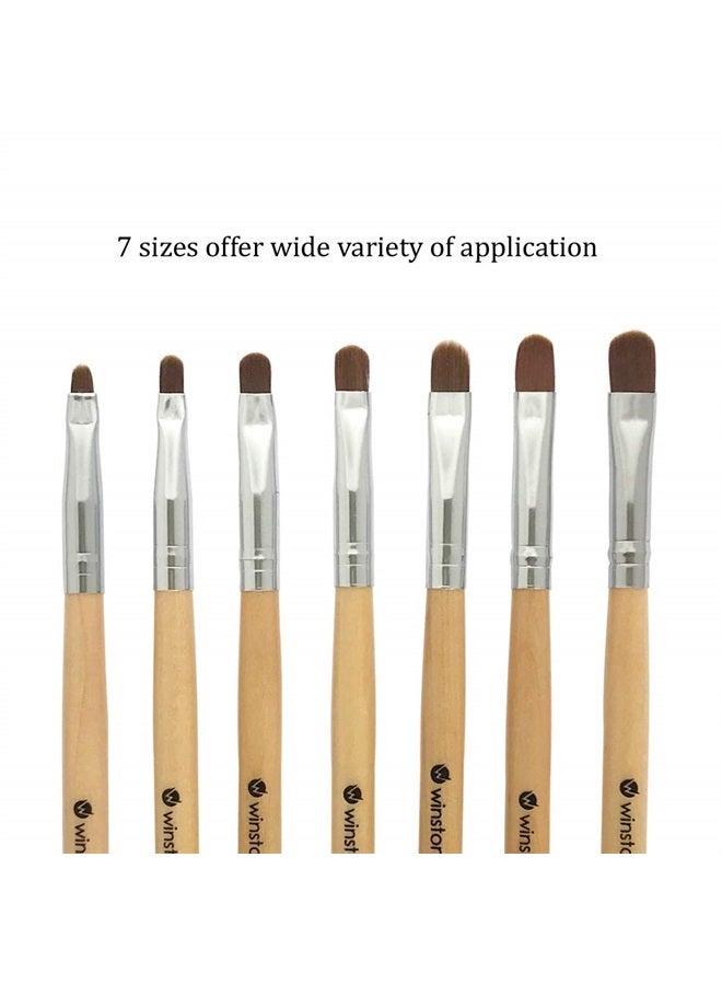 Winstonia 7pcs Gel Nail Brush Set for Nail Tips Builder & Overlay, Sculpting, Poly Gel, and Extensions. Oval Size Brushes Manicure Painting Pen - WOODEN ALLURE - Image 4