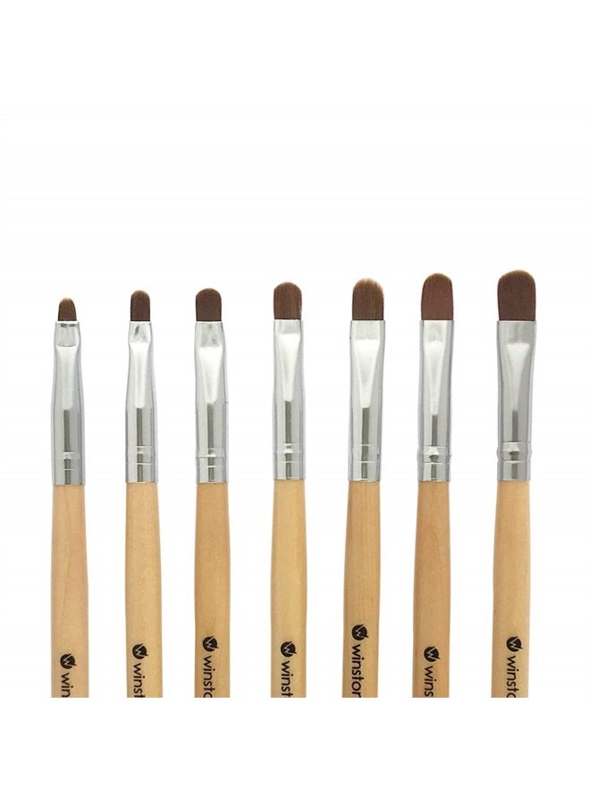 Winstonia 7pcs Gel Nail Brush Set for Nail Tips Builder & Overlay, Sculpting, Poly Gel, and Extensions. Oval Size Brushes Manicure Painting Pen - WOODEN ALLURE - Image 1