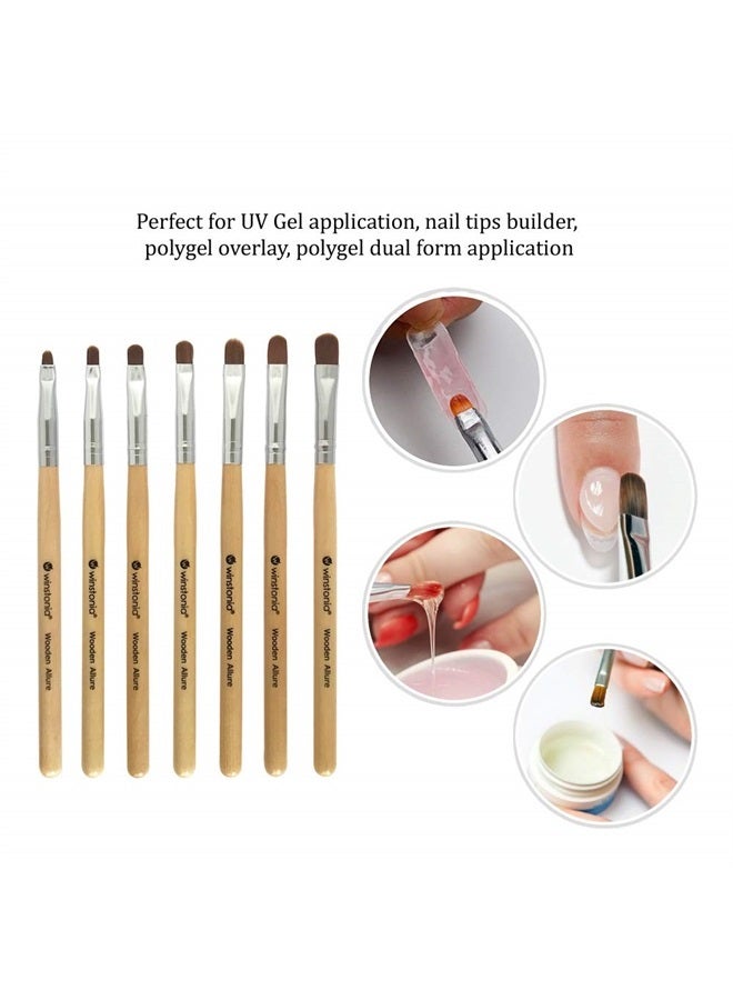 Winstonia 7pcs Gel Nail Brush Set for Nail Tips Builder & Overlay, Sculpting, Poly Gel, and Extensions. Oval Size Brushes Manicure Painting Pen - WOODEN ALLURE - Image 2