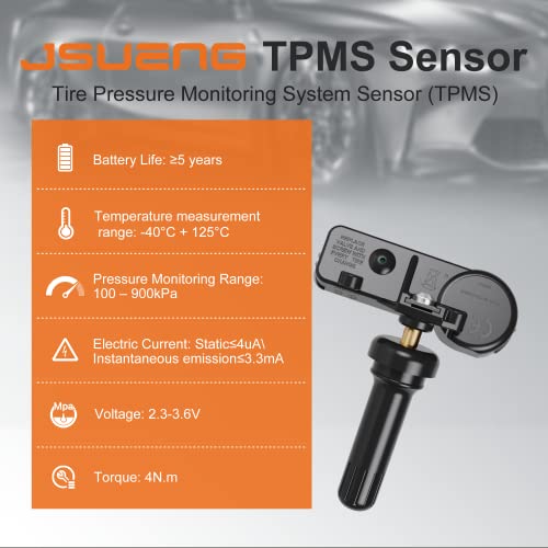 Jsueng حساس TPMS، نظام مراقبة ضغط الإطارات 433MHz مجموعة 4 قطع بديل لجيب رانجلر JK دودج رام كرايسلر OE استبدال#56029398AB - Image 3