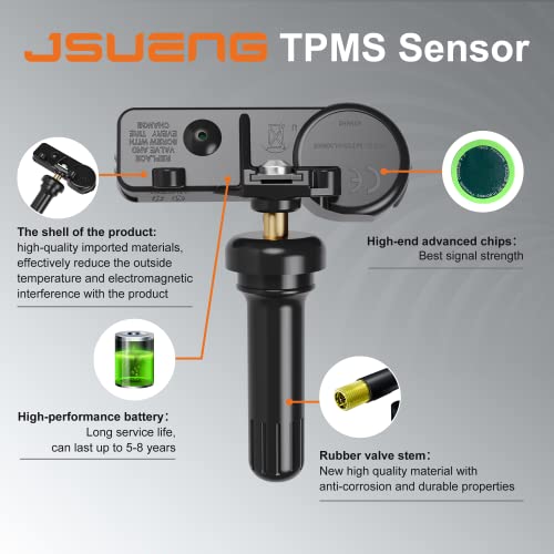 Jsueng حساس TPMS، نظام مراقبة ضغط الإطارات 433MHz مجموعة 4 قطع بديل لجيب رانجلر JK دودج رام كرايسلر OE استبدال#56029398AB - Image 4