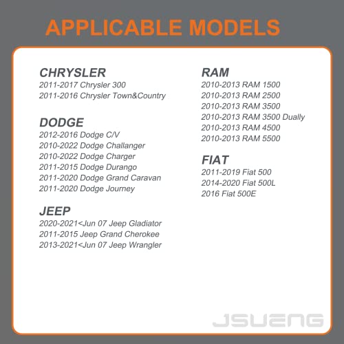 Jsueng حساس TPMS، نظام مراقبة ضغط الإطارات 433MHz مجموعة 4 قطع بديل لجيب رانجلر JK دودج رام كرايسلر OE استبدال#56029398AB - Image 2