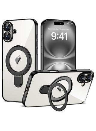 Compatible with iPhone 16 Plus Case with Invisible Magnetic Ring Stand [Compatible with Mag-Safe] [Full Camera Lens Protector] Plating Clear Phone Case for iPhone 16 Plus 6.7",Black - pzsku/Z1010067848D55B93181EZ/45/1741141089/30e0db0b-4e8c-4a8f-a8b1-57a5e3613451