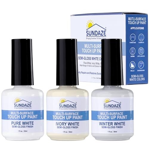 Sundaze Semi-Gloss White Touch-Up Paint Pen Kit - Wall, Kitchen Cabinet, Furniture, Wood Door Touch Up - 3 Color Shades, Instantly Repair & Restore Scratches, Chips, Stains - Mix Perfect Color Match - Image 1
