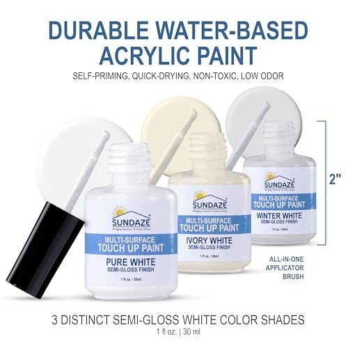 Sundaze Semi-Gloss White Touch-Up Paint Pen Kit - Wall, Kitchen Cabinet, Furniture, Wood Door Touch Up - 3 Color Shades, Instantly Repair & Restore Scratches, Chips, Stains - Mix Perfect Color Match - Image 3