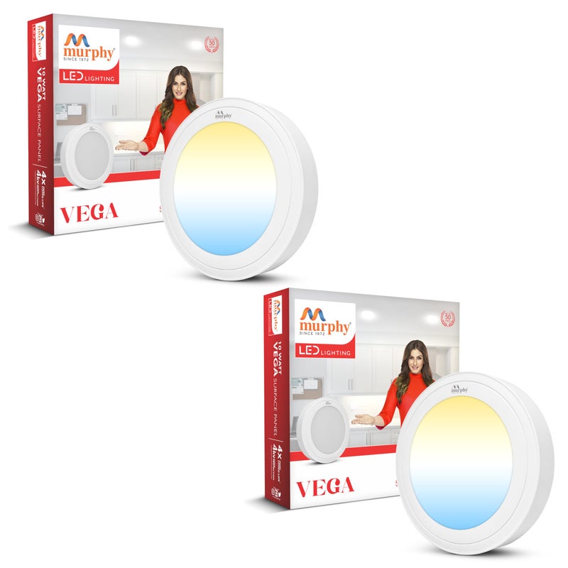 Murphy Aluminium 10W Vega 3-In-1 Round Led Panel Color Changing Surface Light (Cool White/Warm White/Natural White, Pack Of 2) - Image 2