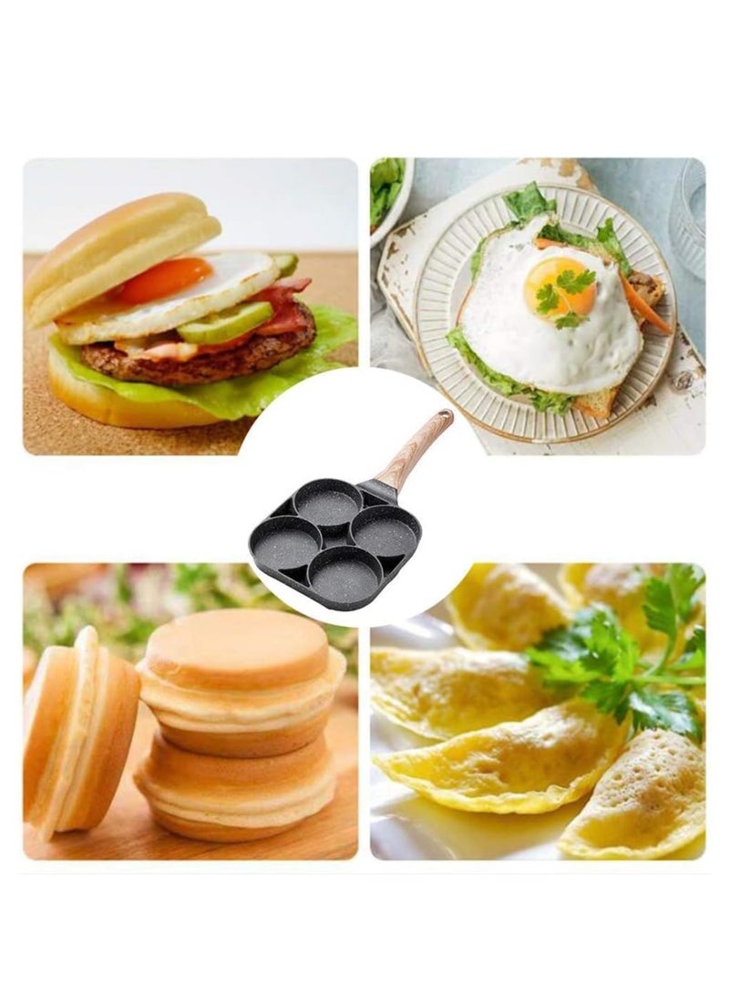 4 Hole Omelet Pan For Burger Eggs Ham Pancake Maker Wooden Handle Frying Pot Non-Stick Cooking Breakfast-01