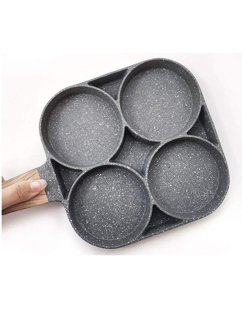 4 Hole Omelet Pan For Burger Eggs Ham Pancake Maker Wooden Handle Frying Pot Non-Stick Cooking Breakfast-01